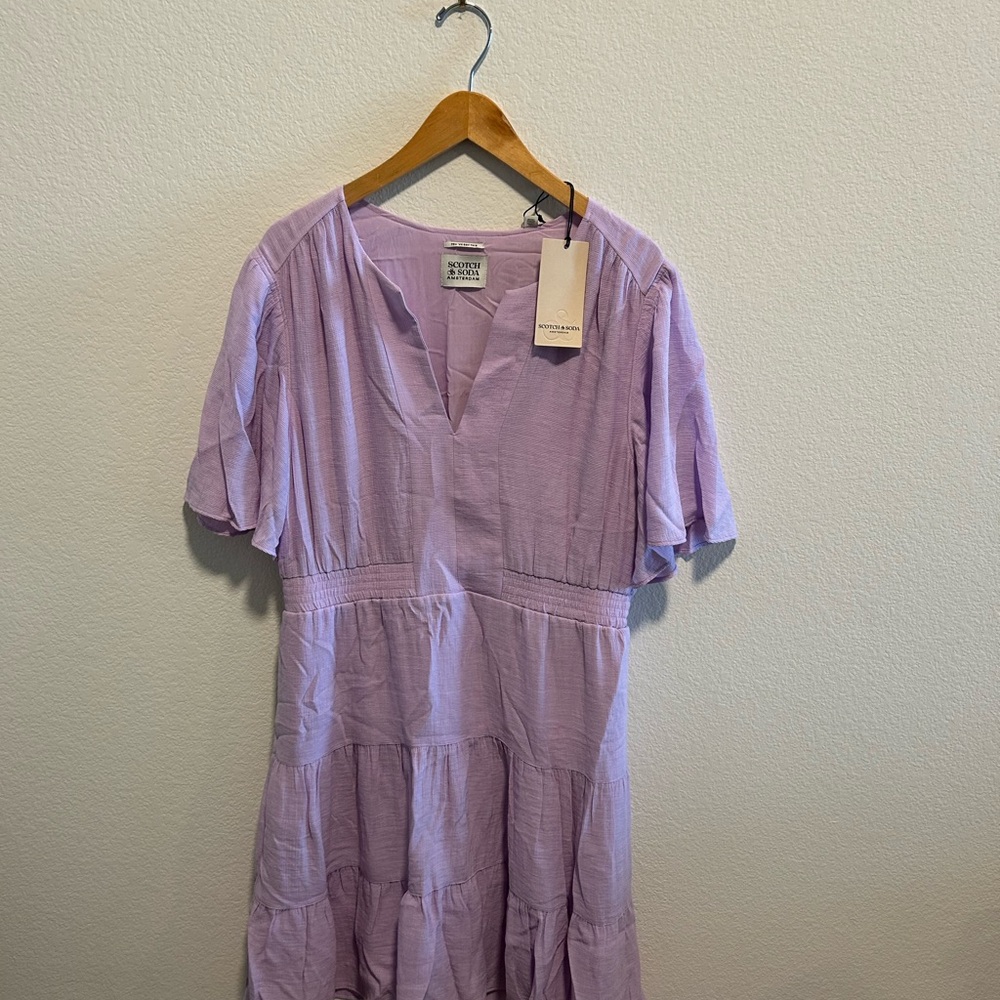 Scotch & Soda Lilac Pannled Fathered Midi Dress - NWT
